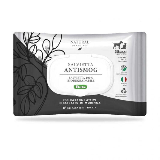 Wet Dog & Cat Wipes for Coat - Anti-Smog with Charcoal & Moringa,