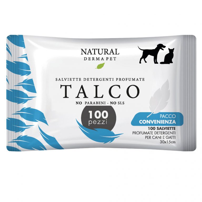 Wet Dog & Cat Wipes for Coat – Talcum Scent – Big Pack